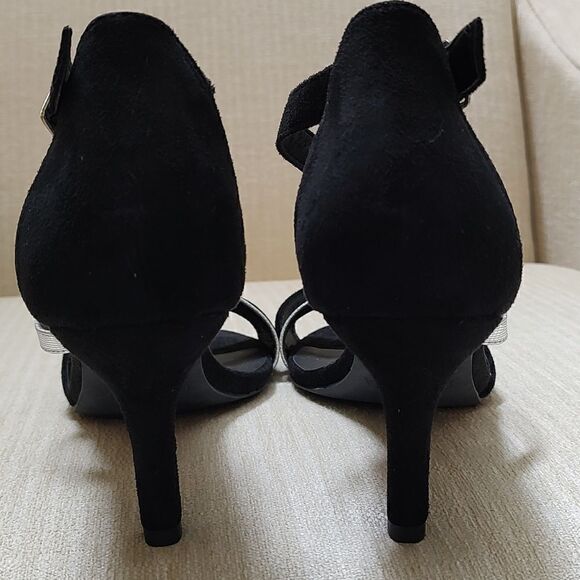 Lascana Black and Silver Strappy Heel Sandals Special Occasion Shoes - Picture 6 of 9